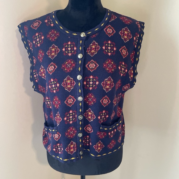 Tricots St.Raphael Navy Vest with Gold Buttons - Picture 1 of 7